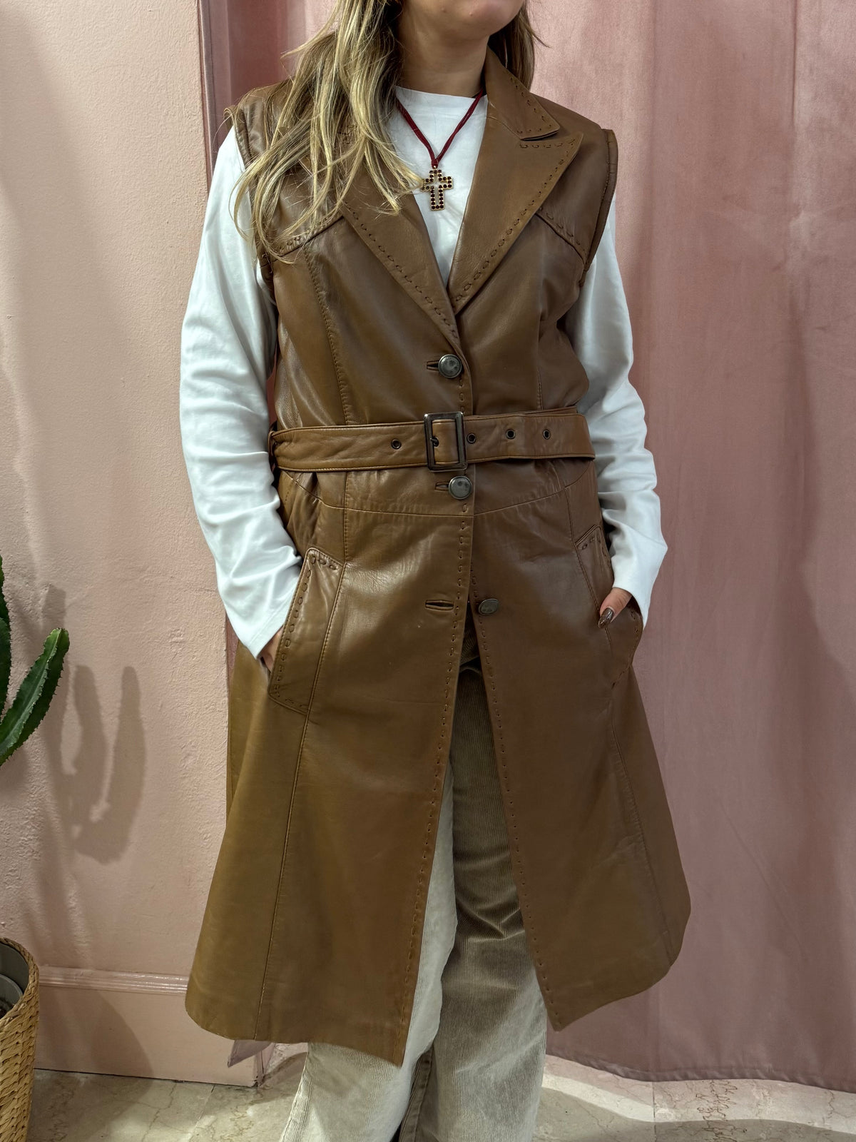 Smanicato in vera pelle biscotto