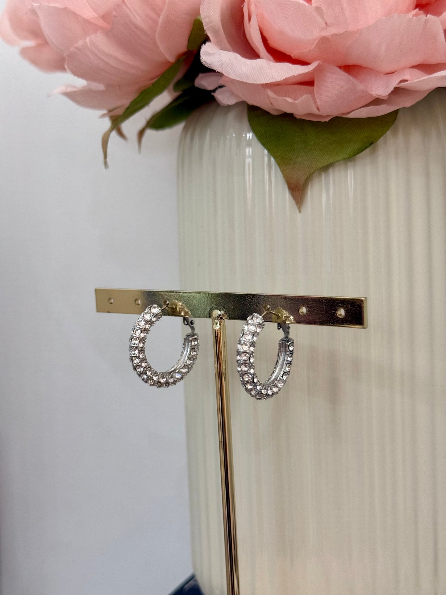 Orecchini a cerchio con zirconi gold/silver