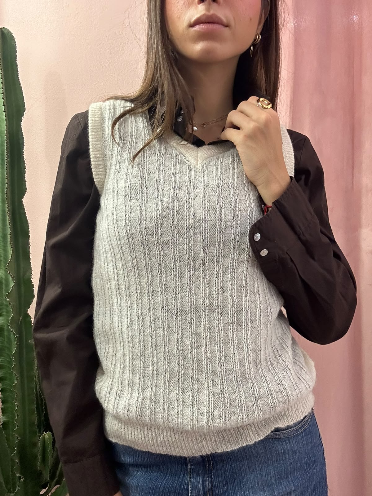 Gilet smanicato vintage in pura lana
