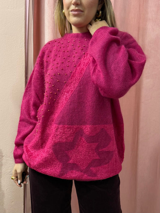 Maglione fucsia in lana