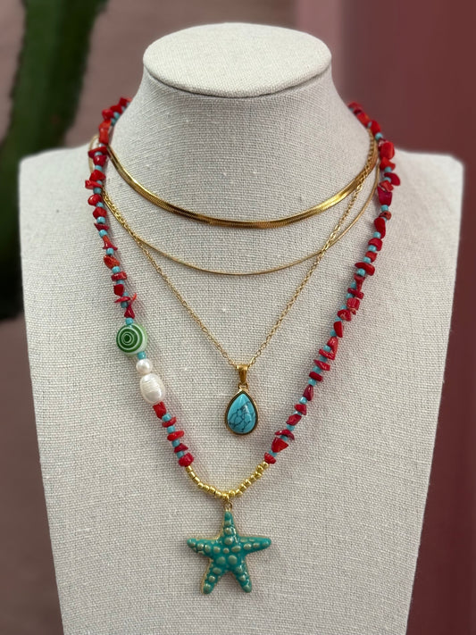 Collana Stella marina e coralli