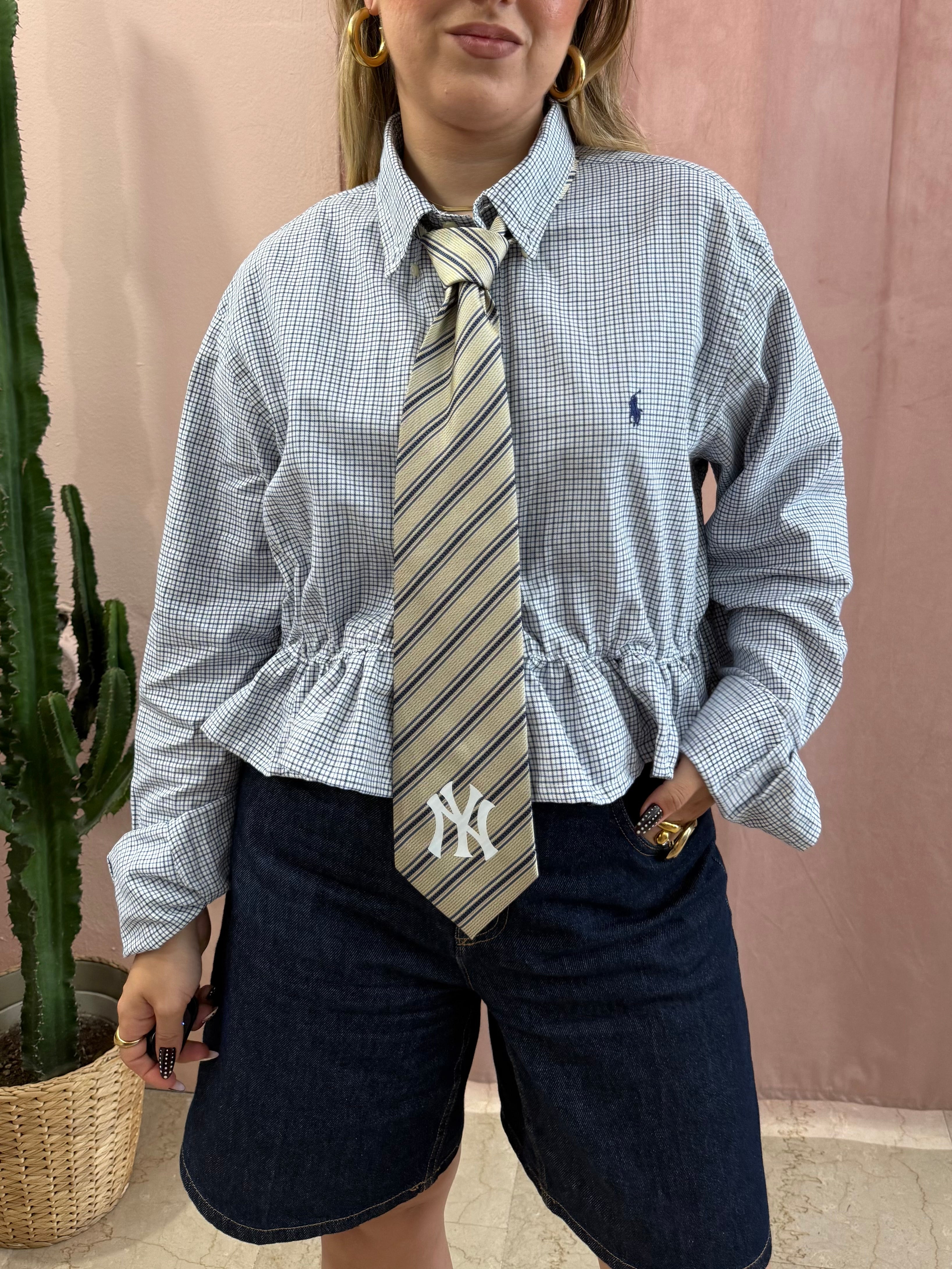 Camicia Ralph Lauren upcycling volant quadrettini