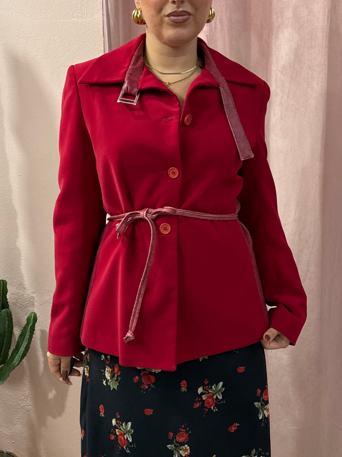 Giacca 00s rossa collo alto