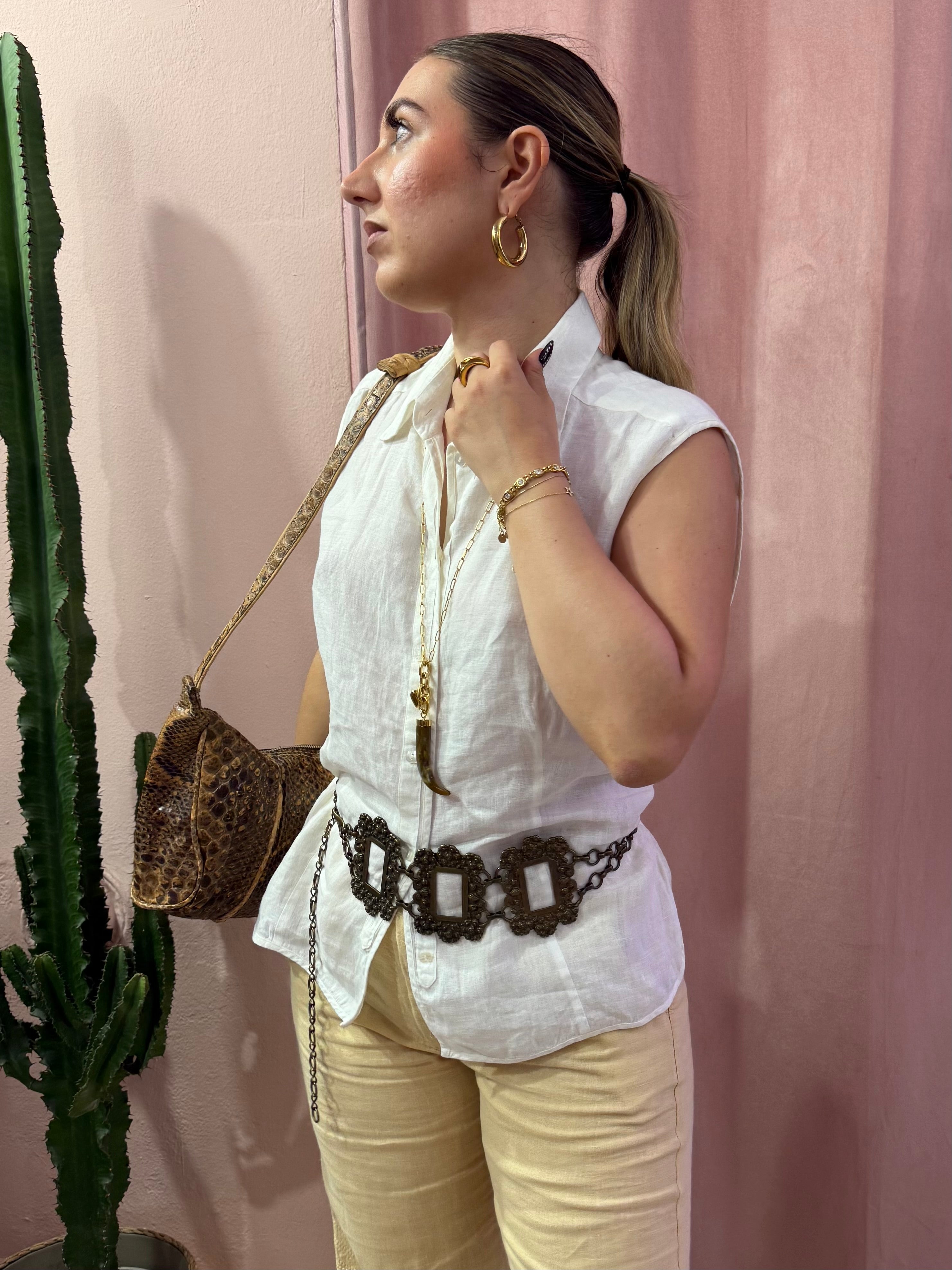 Blusa smanicata Max Mara in puro lino