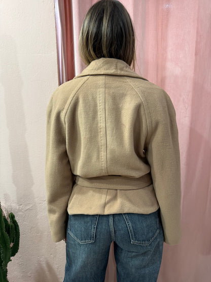 Cappotto corto cammello in lana