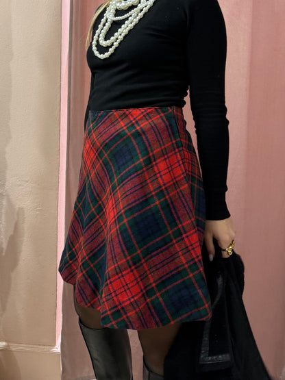 Gonna a ruota scozzese in lana