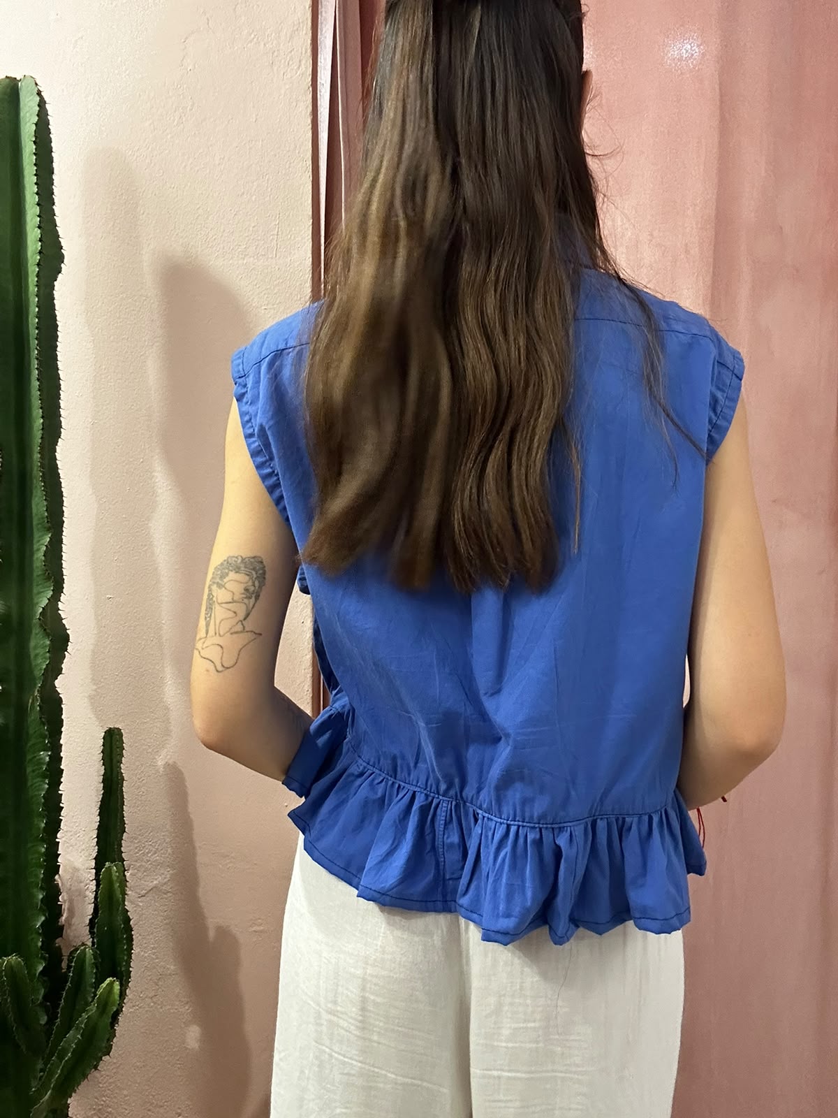 Camicia Ralph Lauren upcycling volant royal blu