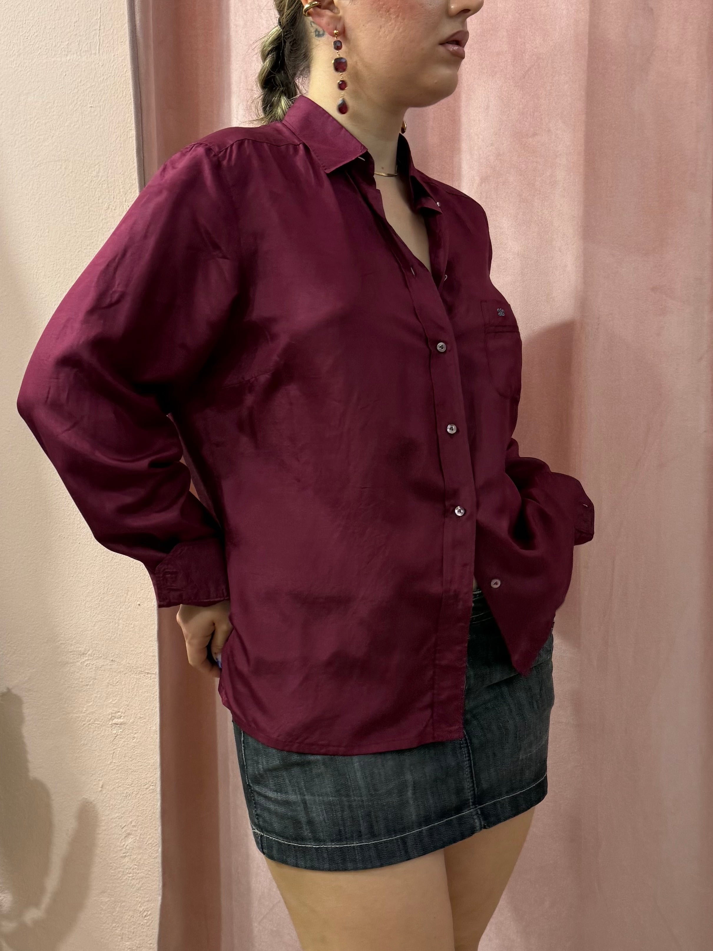Camicia in seta bordeaux