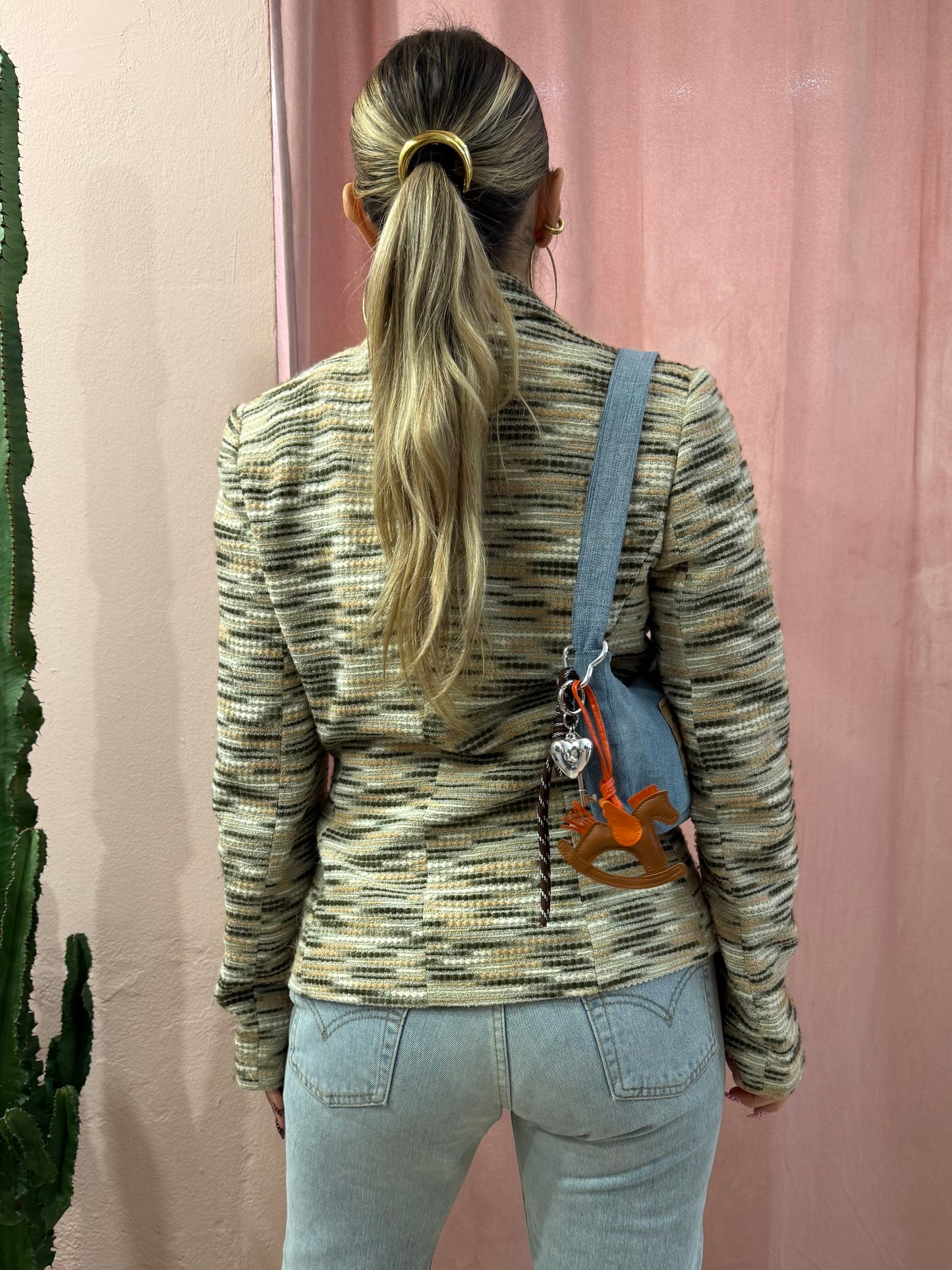 Blazer mélange con chiusura fiocco