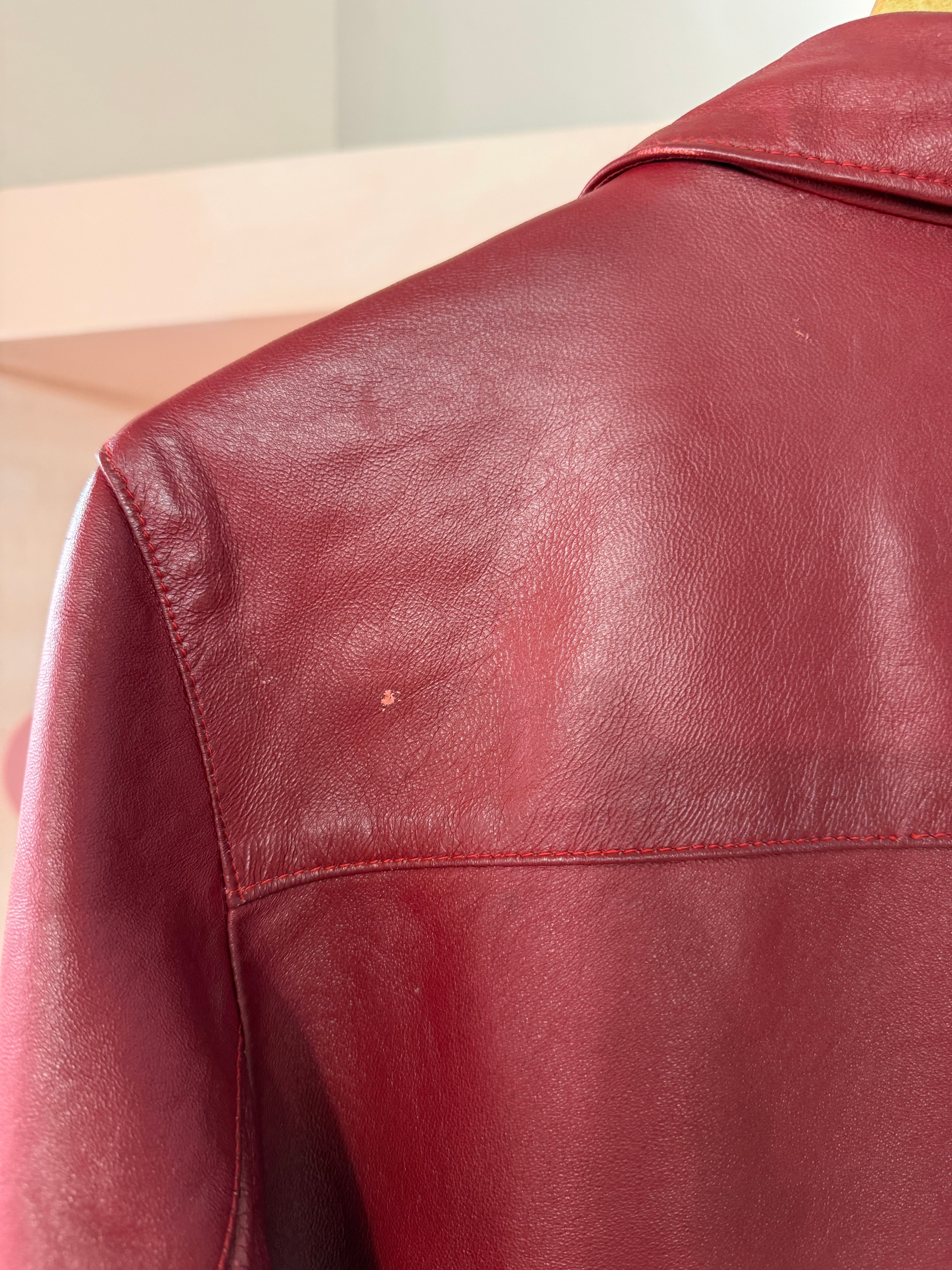 Giacca 00s in vera pelle bordeaux