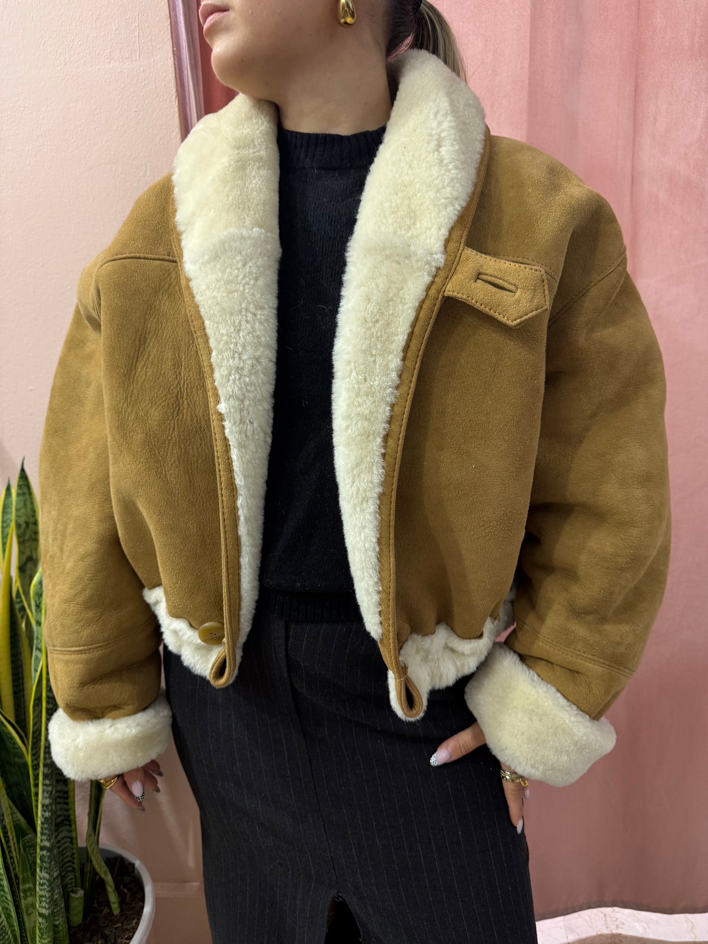 Montone vintage crop cammello