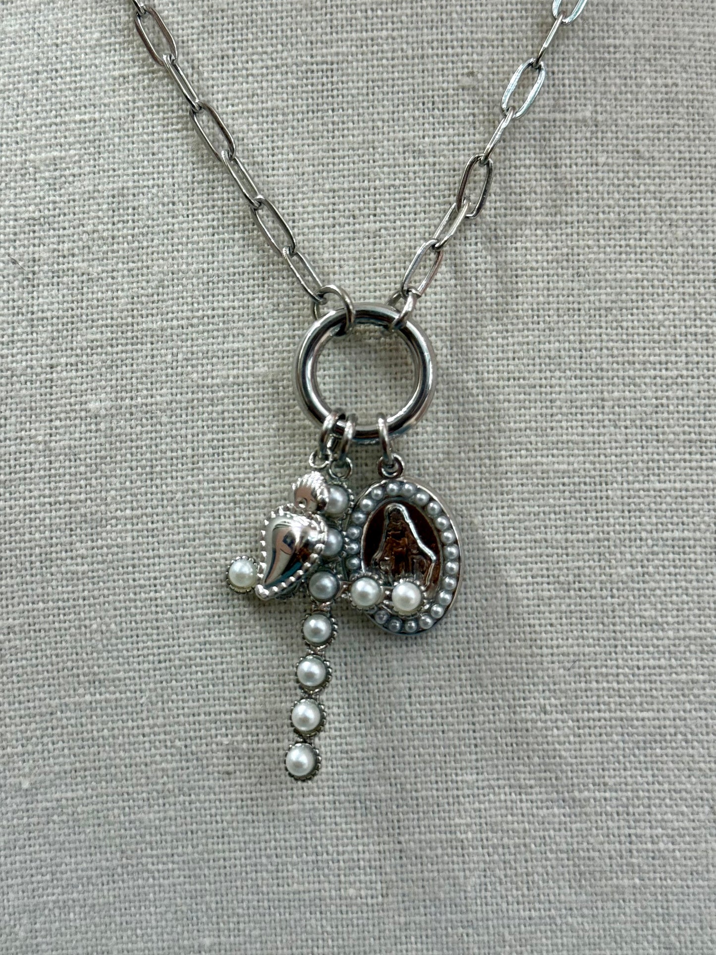 Collana ciondoli Cuore Sacro silver