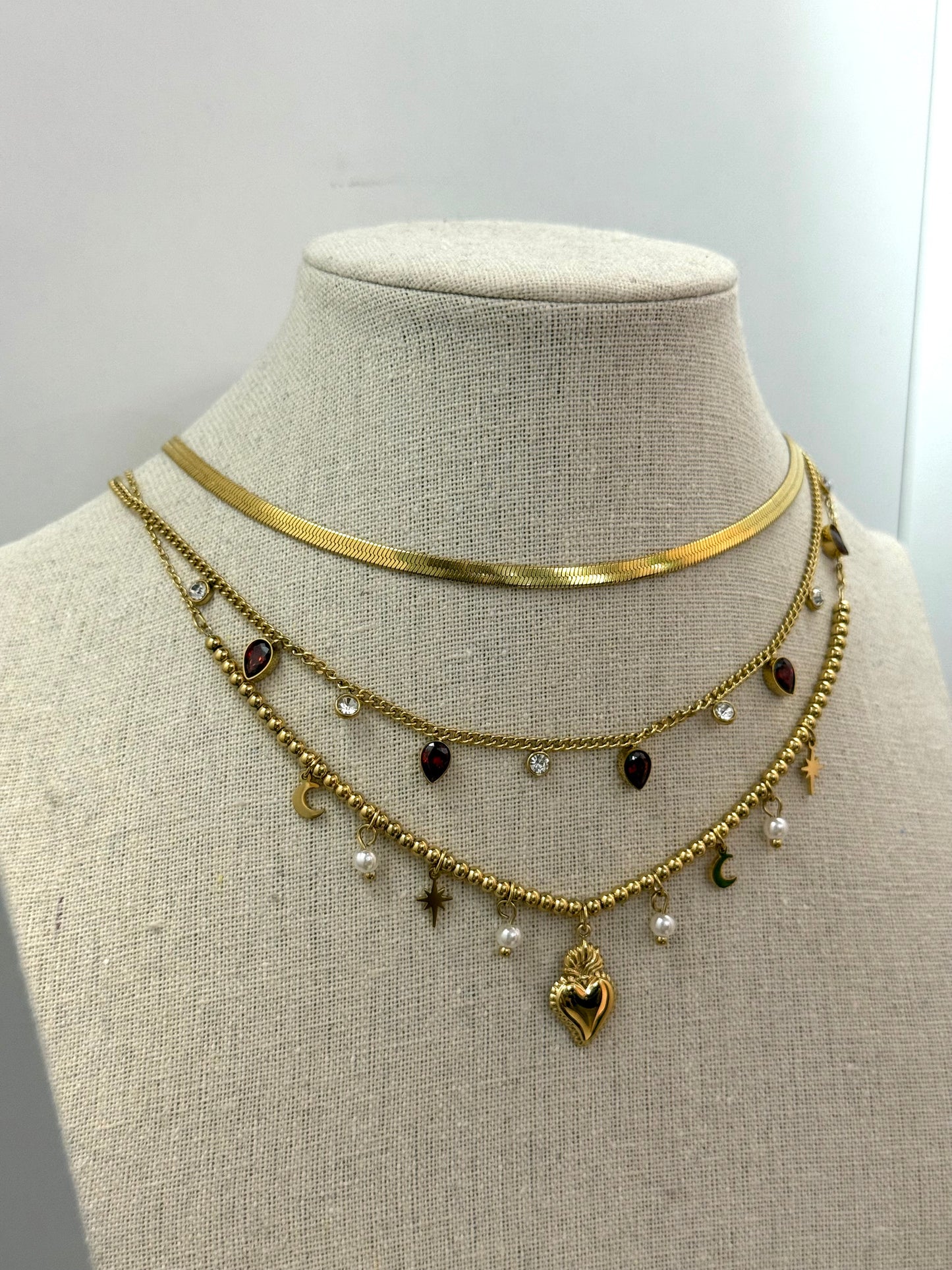 Collana ciondoli Cuore Sacro gold/ black e silver