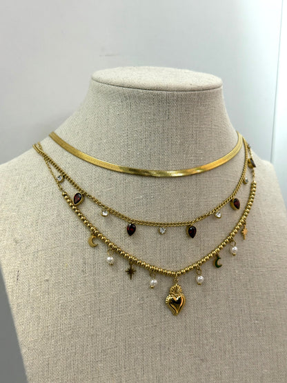Collana ciondoli Cuore Sacro gold/ black e silver