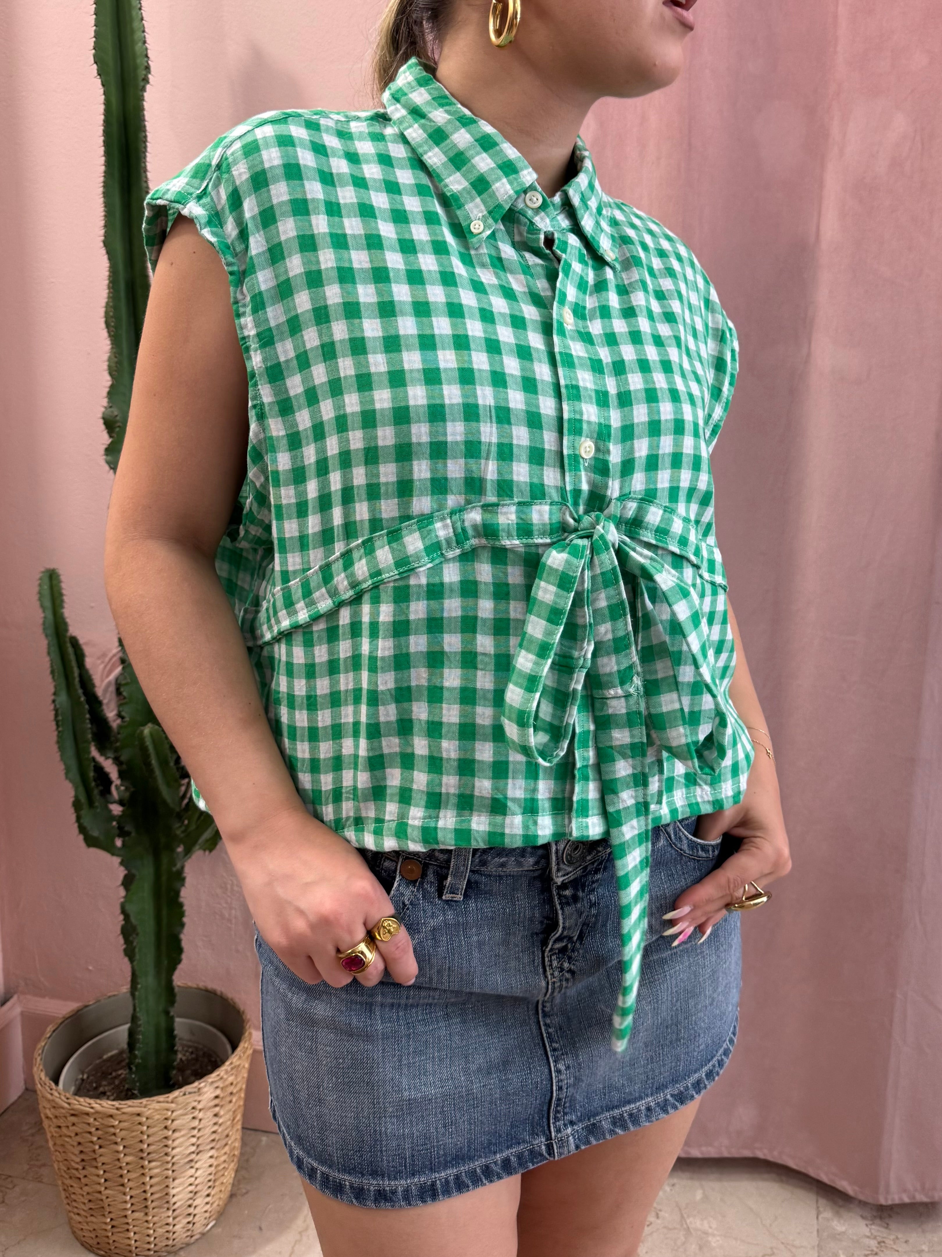 Camicia Ralph Laurent upcycling vichy verde