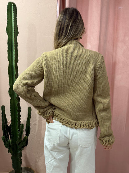 Cardigan 00s con zip cammello