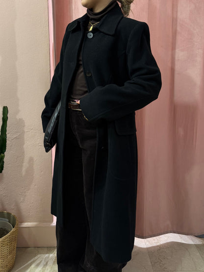 Cappotto DKNY nero in lana e cashmere