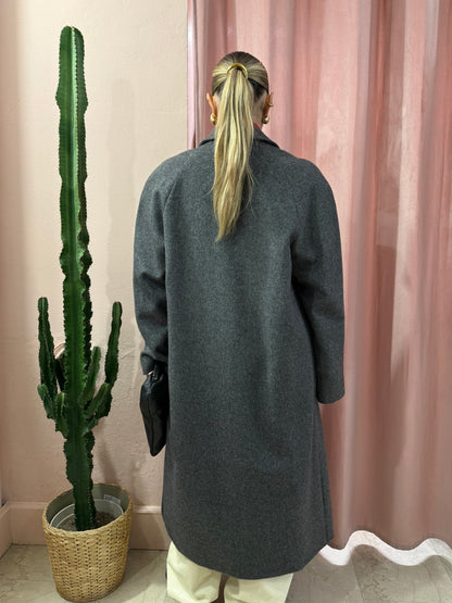 Maxi cappotto grigio in lana