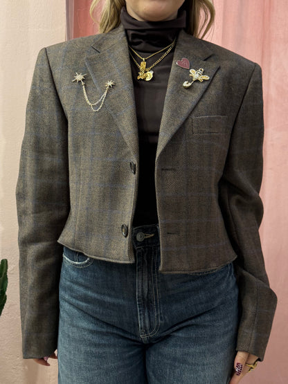 Blazer principe di Galles marrone