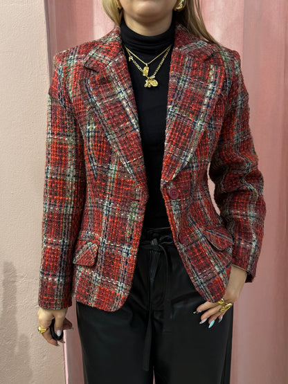 Blazer tartan sul rosso