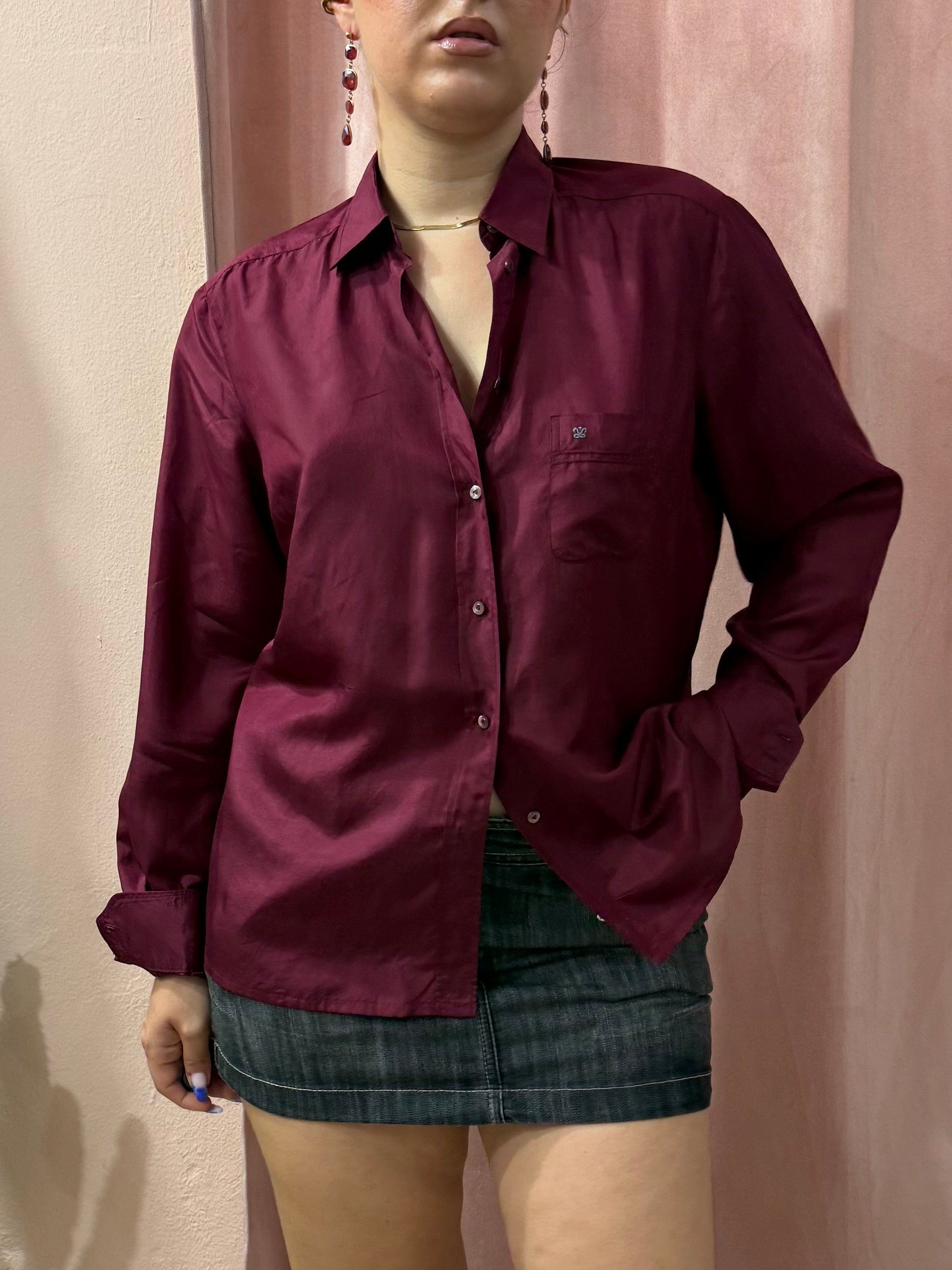 Camicia in seta bordeaux