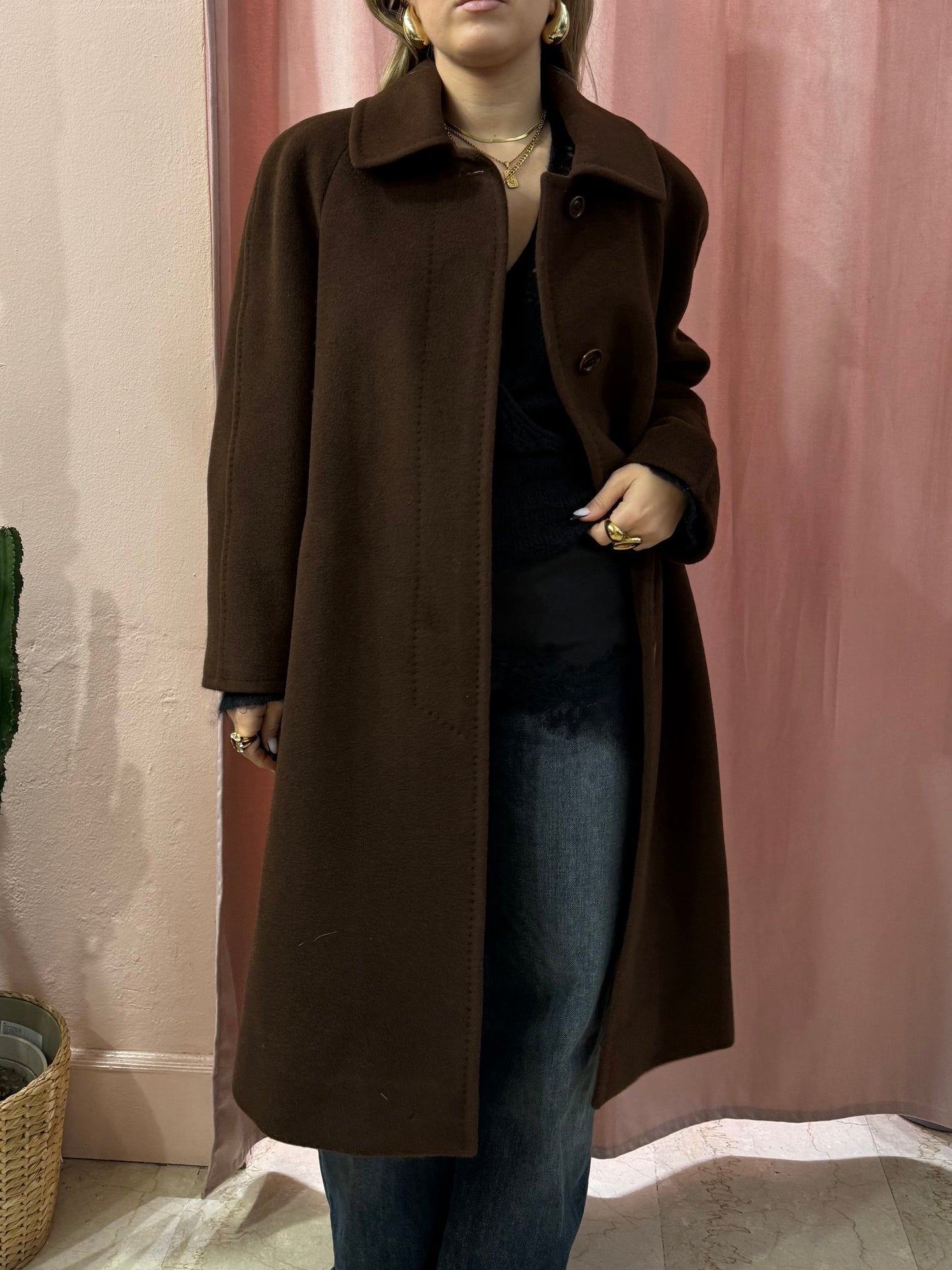 Cappotto vintage in lana cioccolato