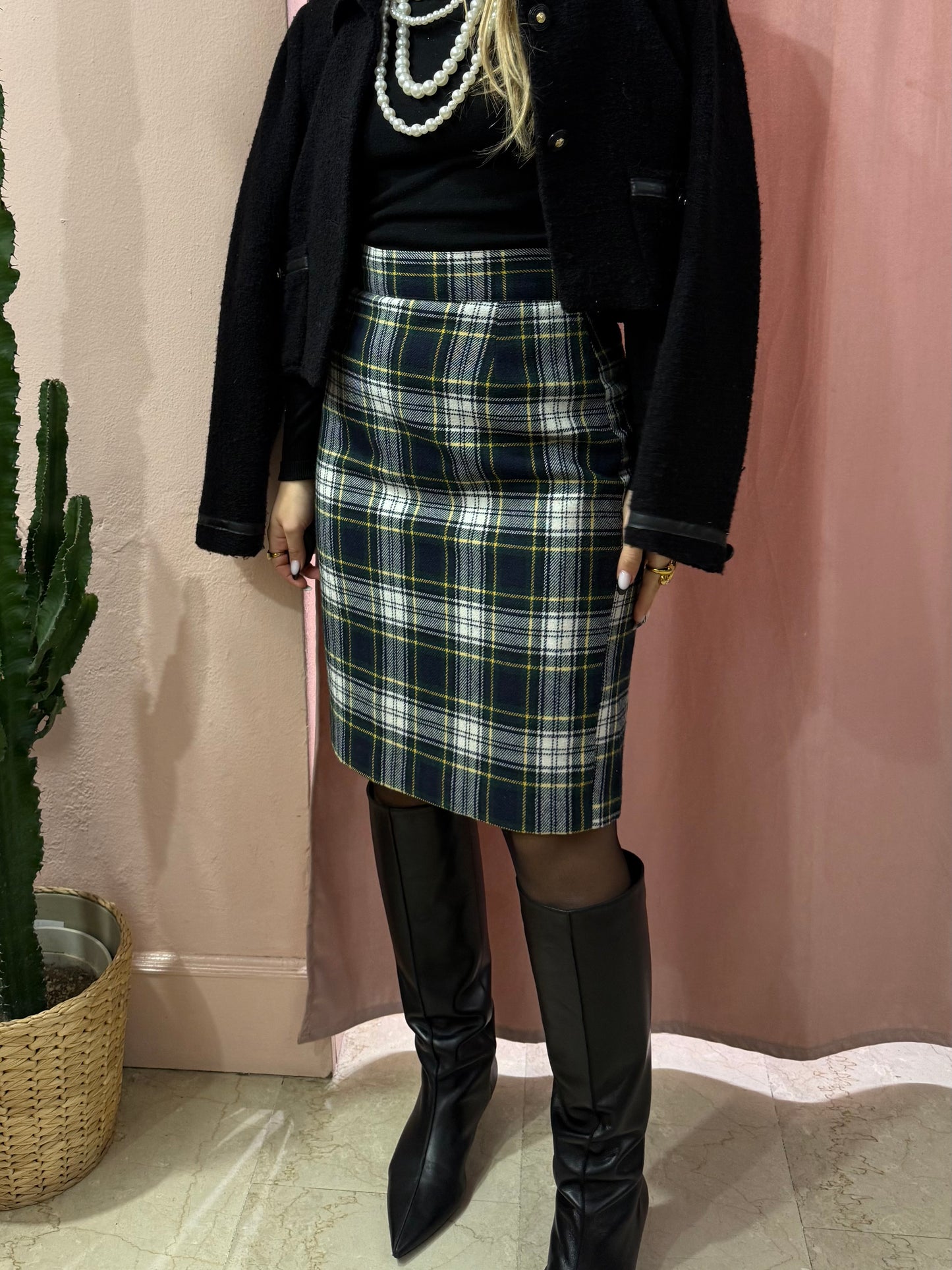 Gonna tartan tubino in lana
