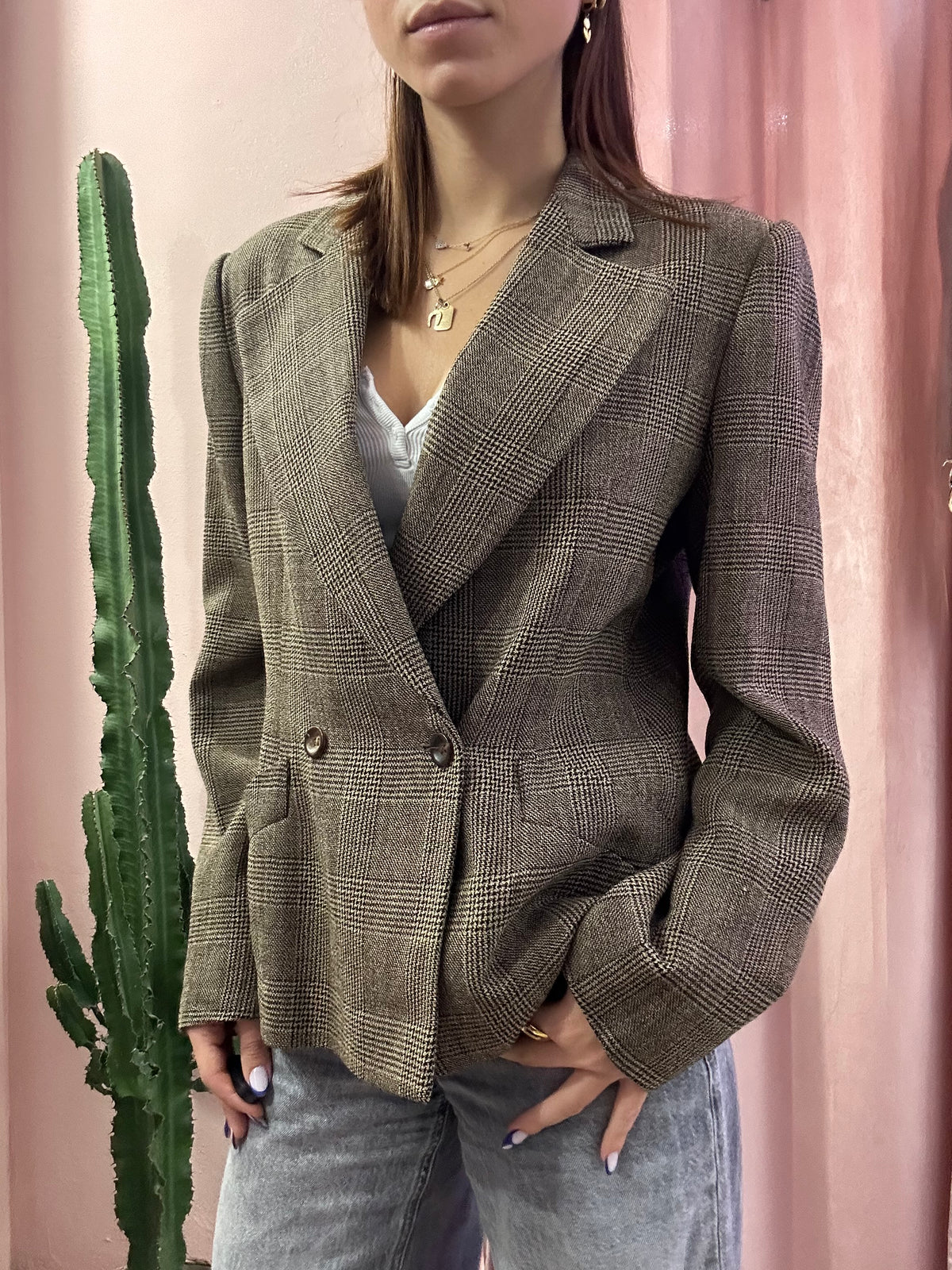 Blazer principe di galles in lana vergine