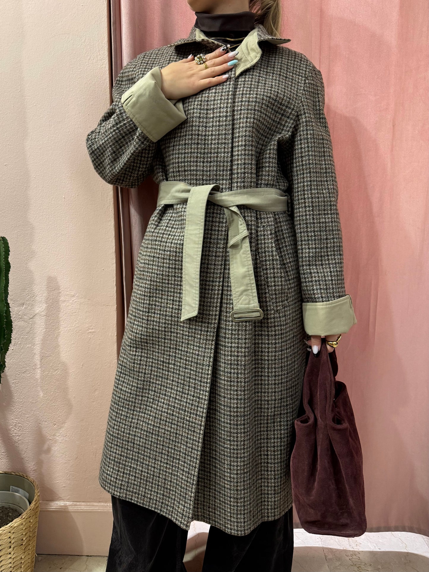 Trench in lana e cotone double face