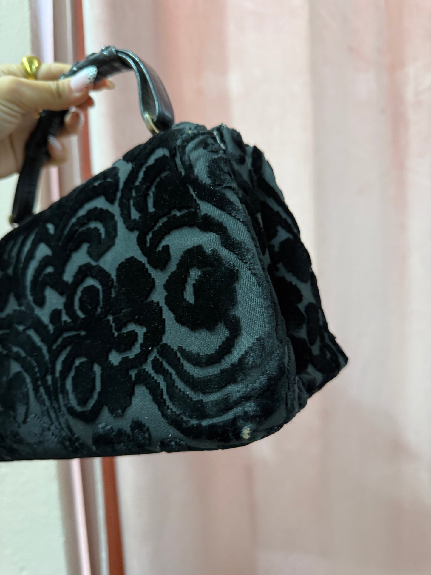 Borsa bauletto vintage in velluto