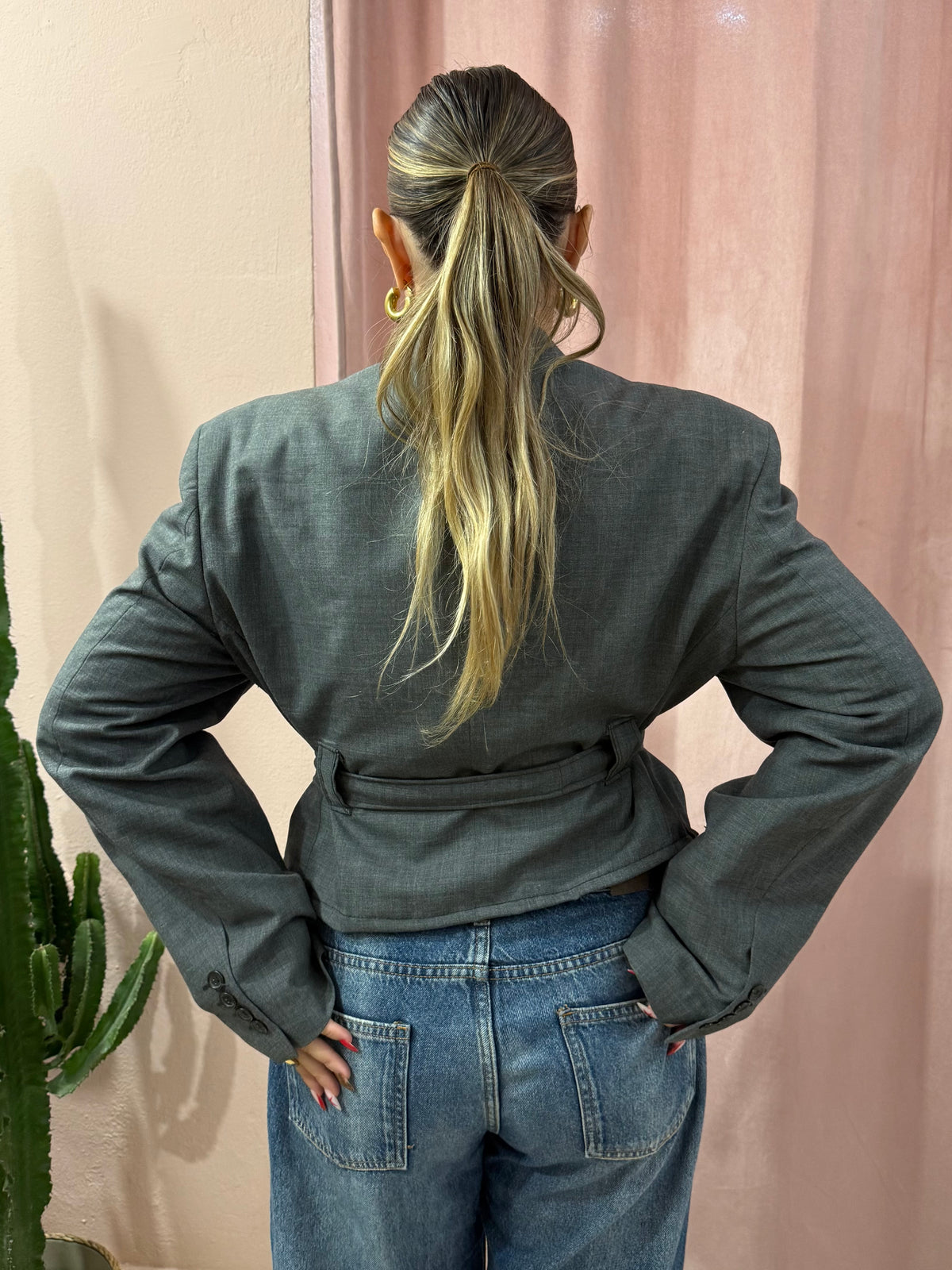 Blazer in lana vergine upcycling antracite