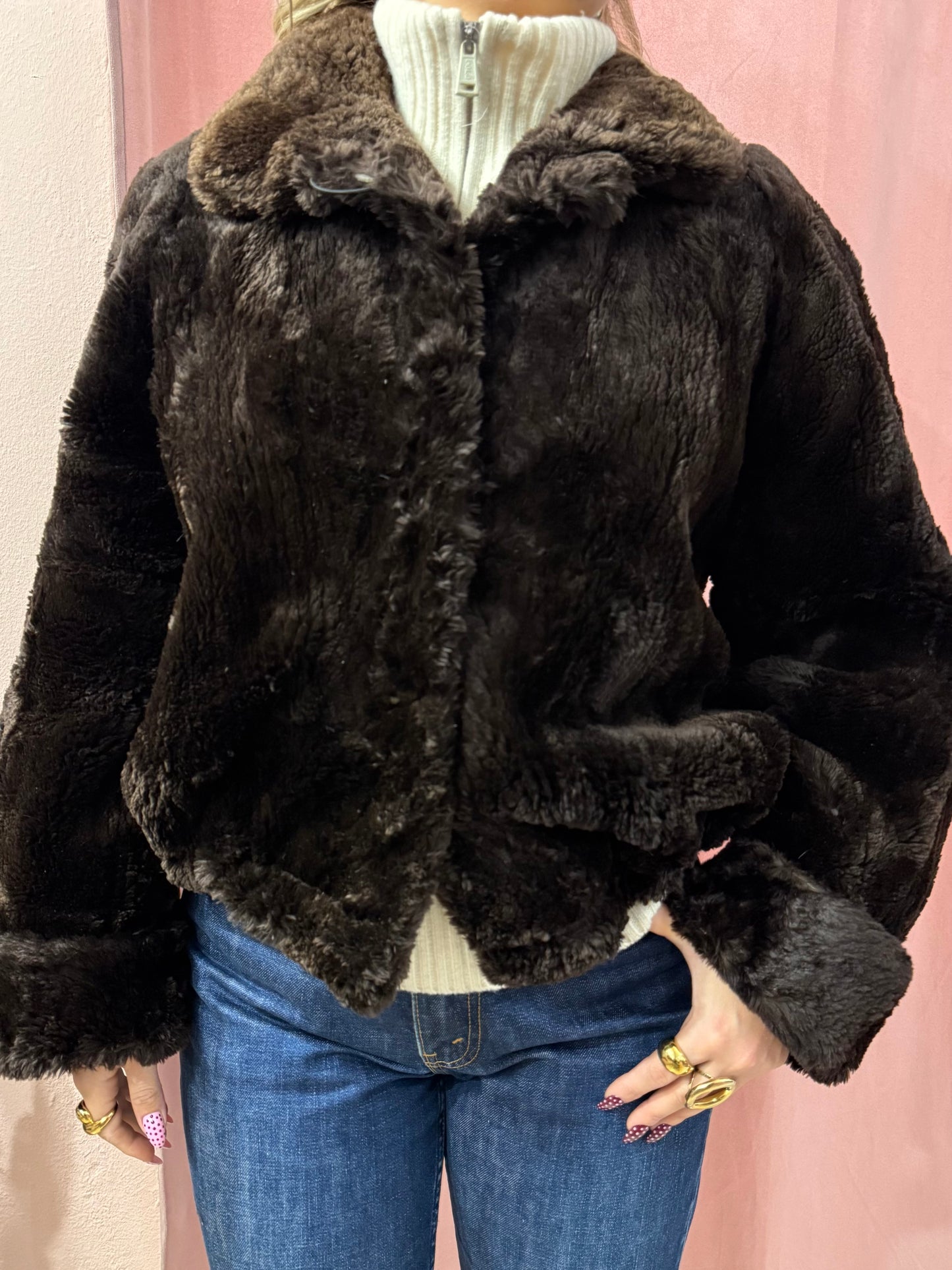 Pelliccia crop in castoro rasato