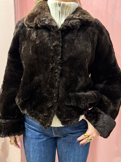 Pelliccia crop in castoro rasato