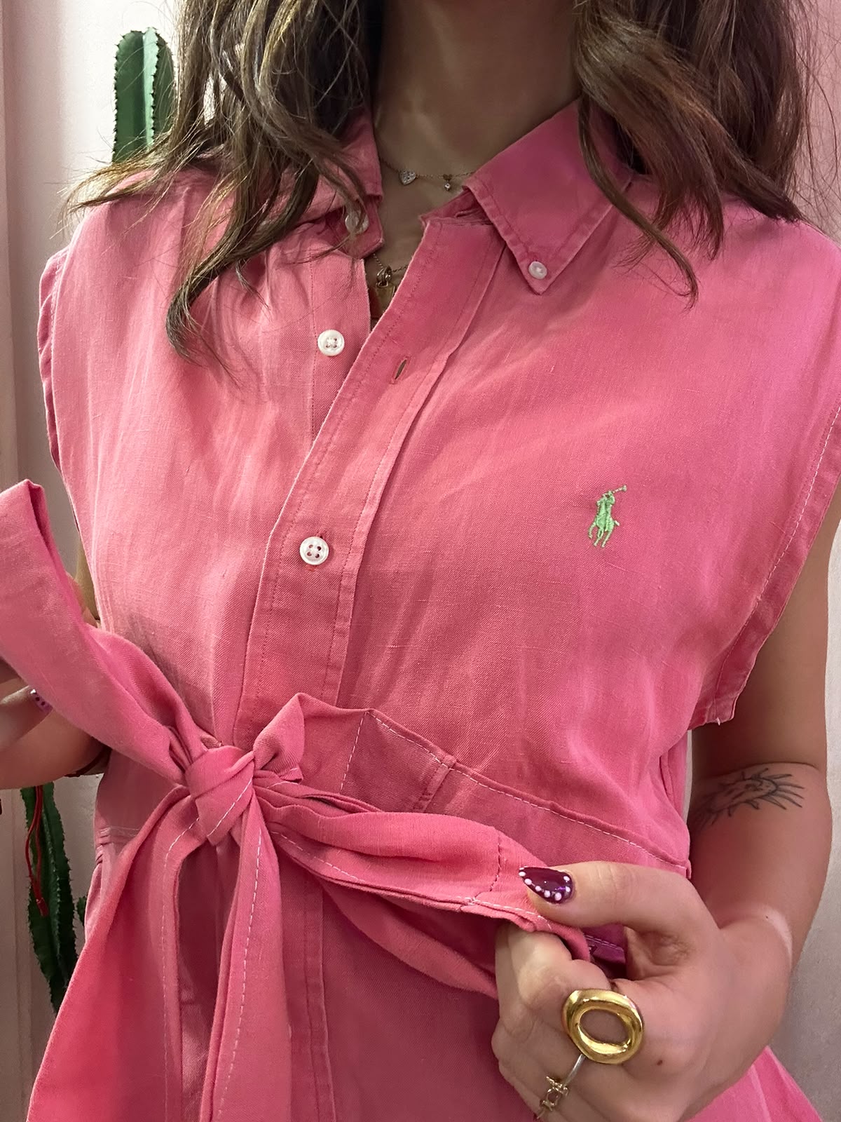 Camicia Ralph Lauren upcycling fiocco fragola