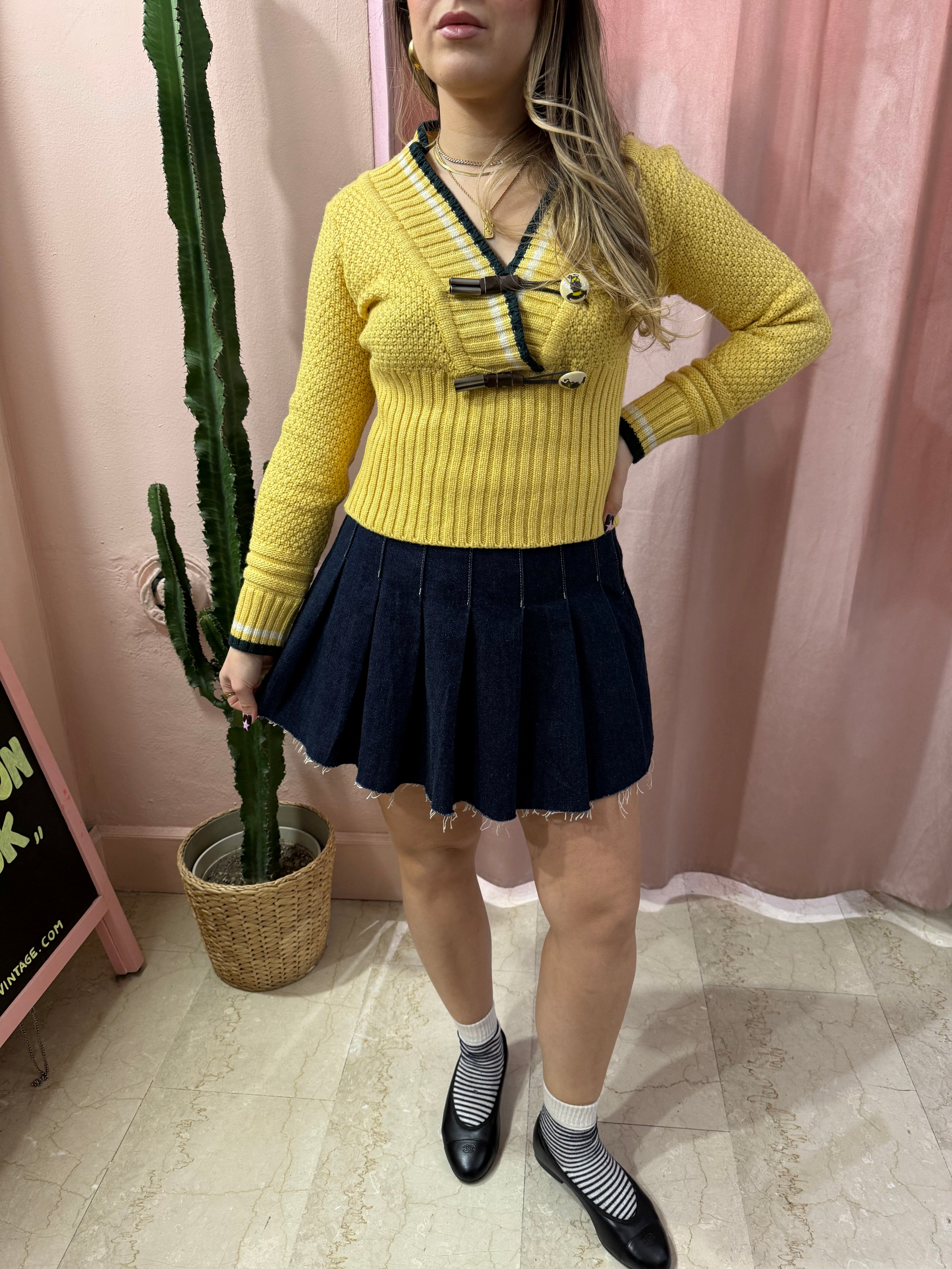Maglione crop giallo 00s
