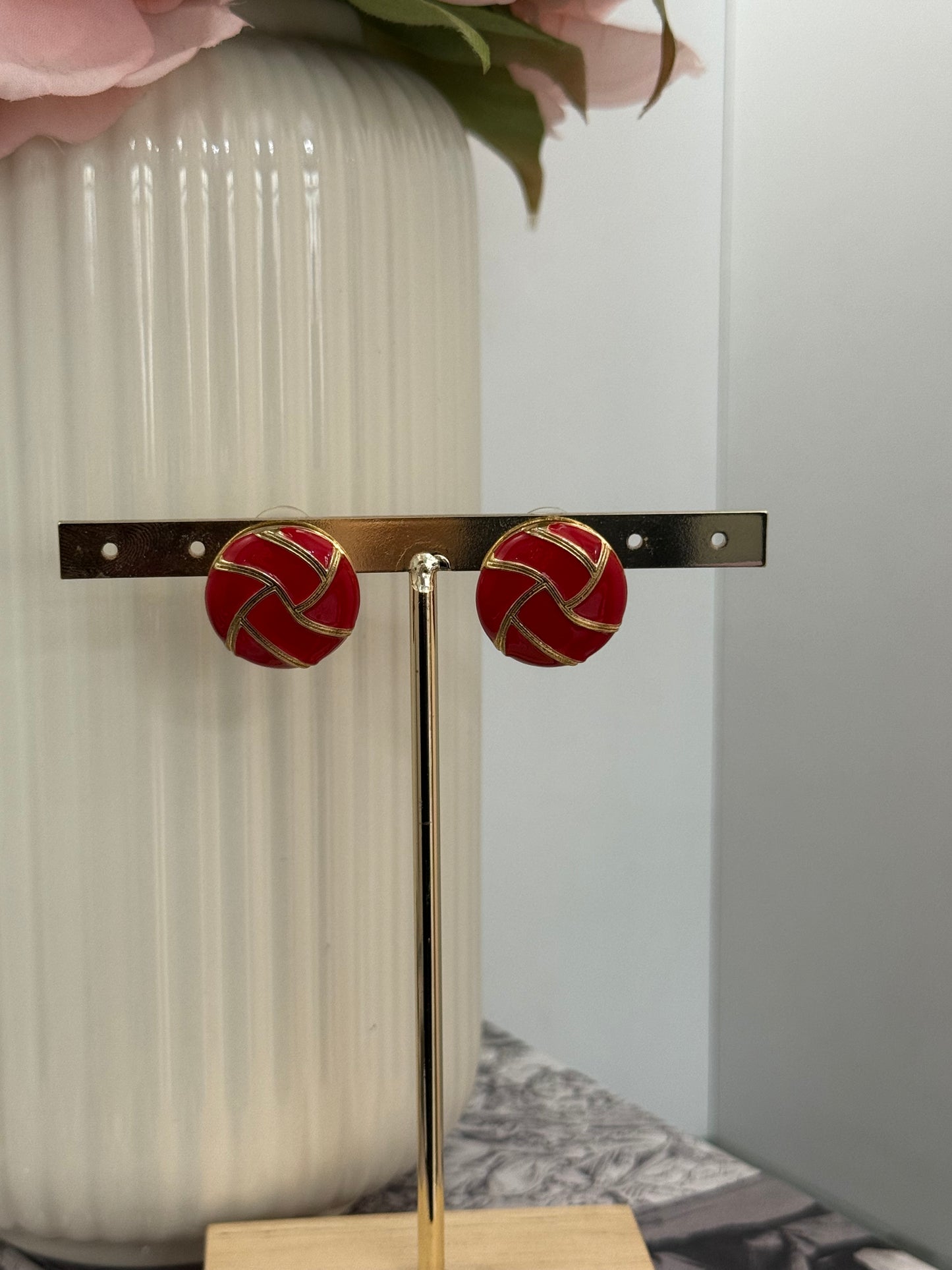 Orecchini a bottone rossi