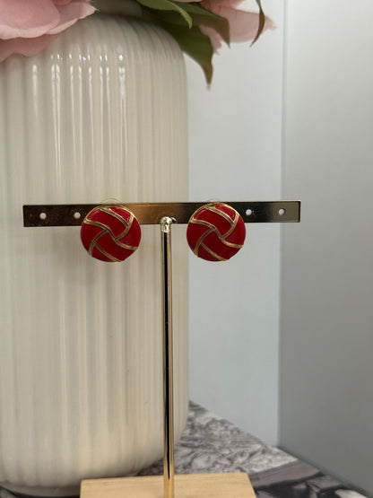 Orecchini a bottone rossi