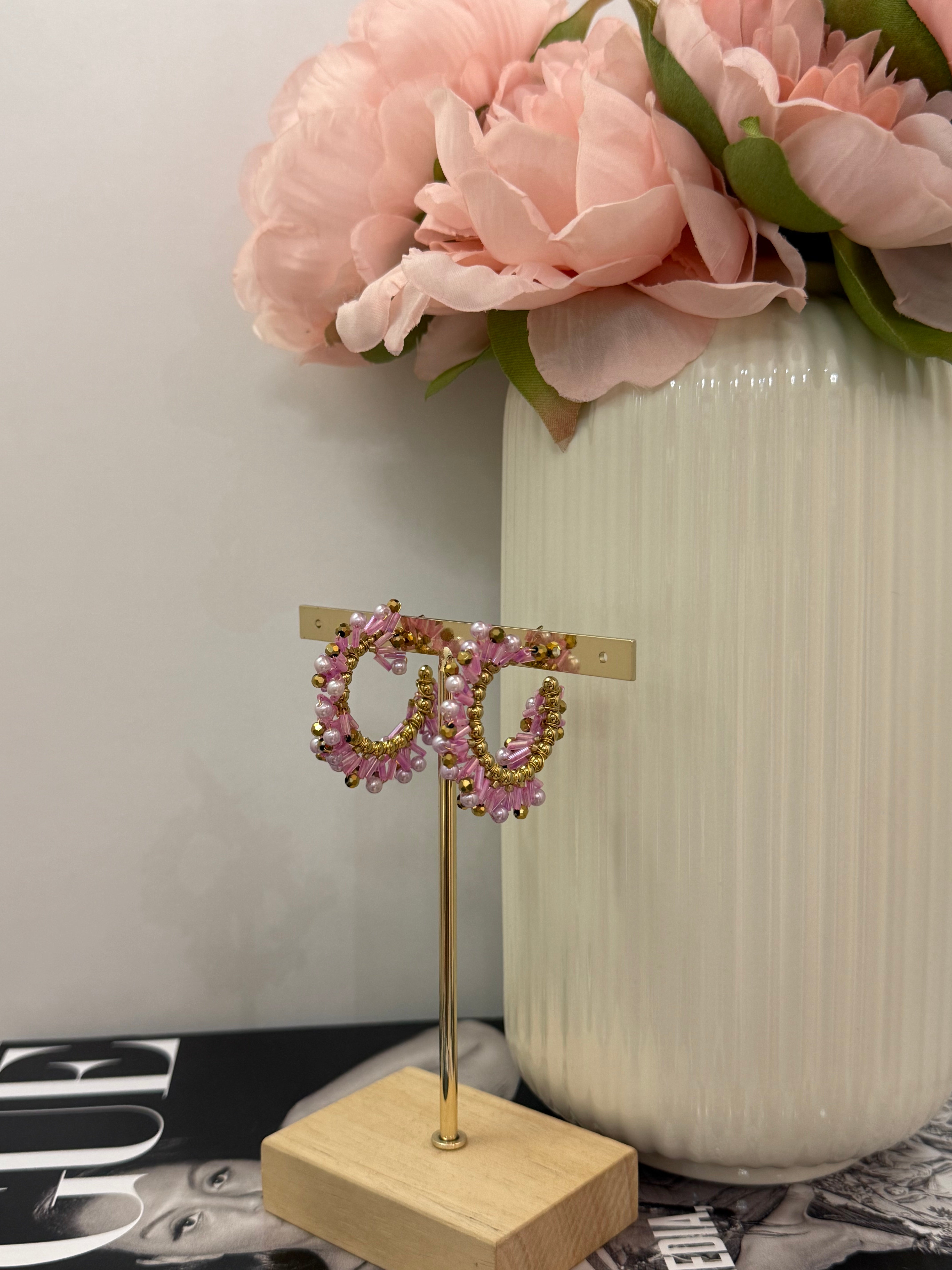 Orecchini intreccio di perline lilla | solo online