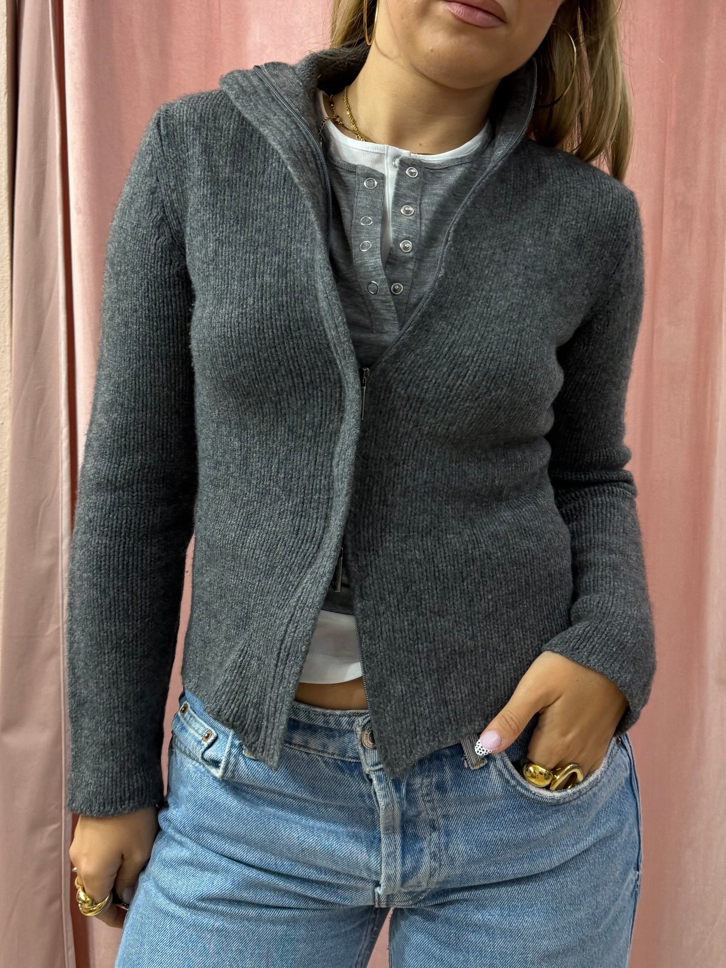 Maglione Max Mara con zip misto cashmere