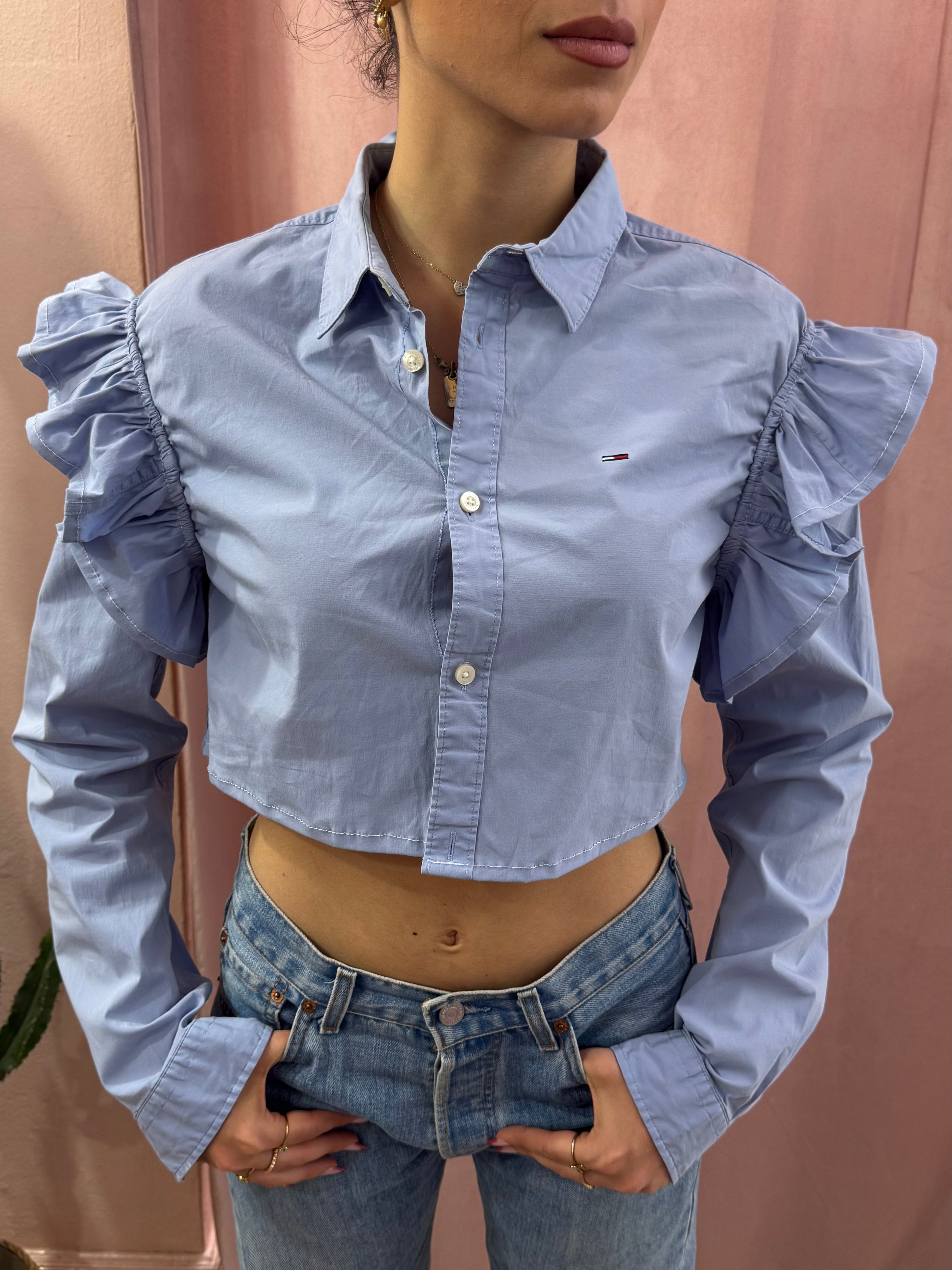 Camicia Tommy Hilfiger upcycling azzurra