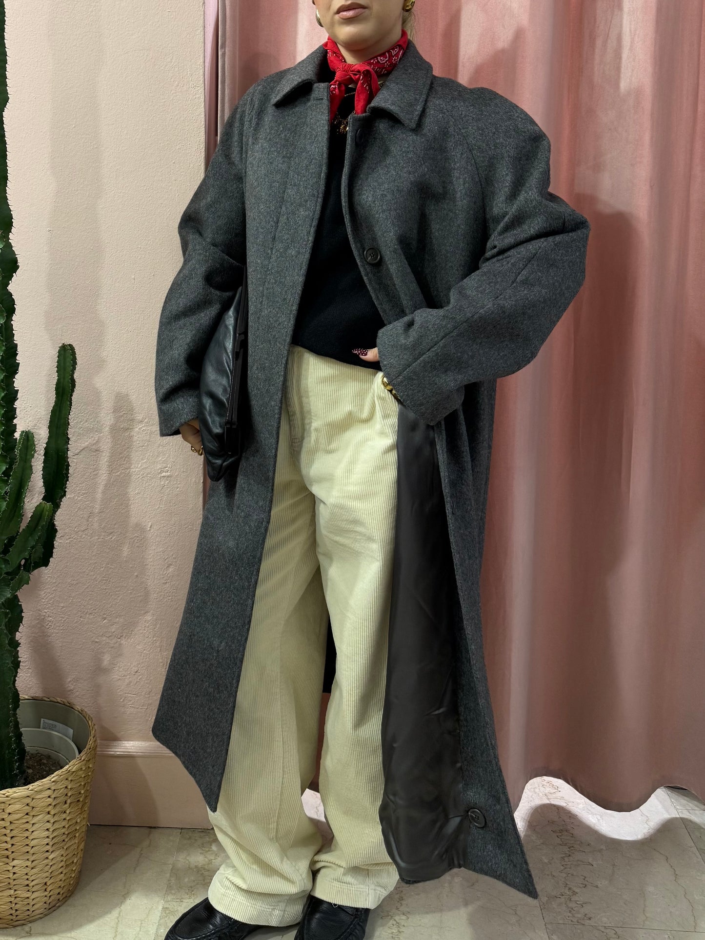 Maxi cappotto grigio in lana