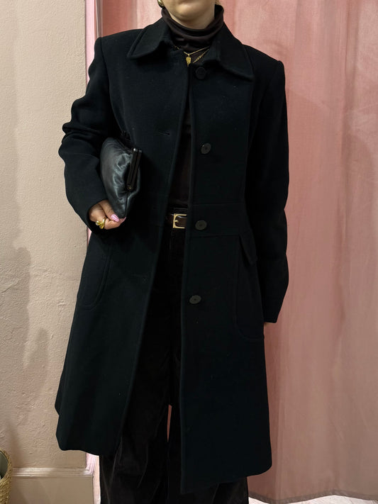 Cappotto DKNY nero in lana e cashmere