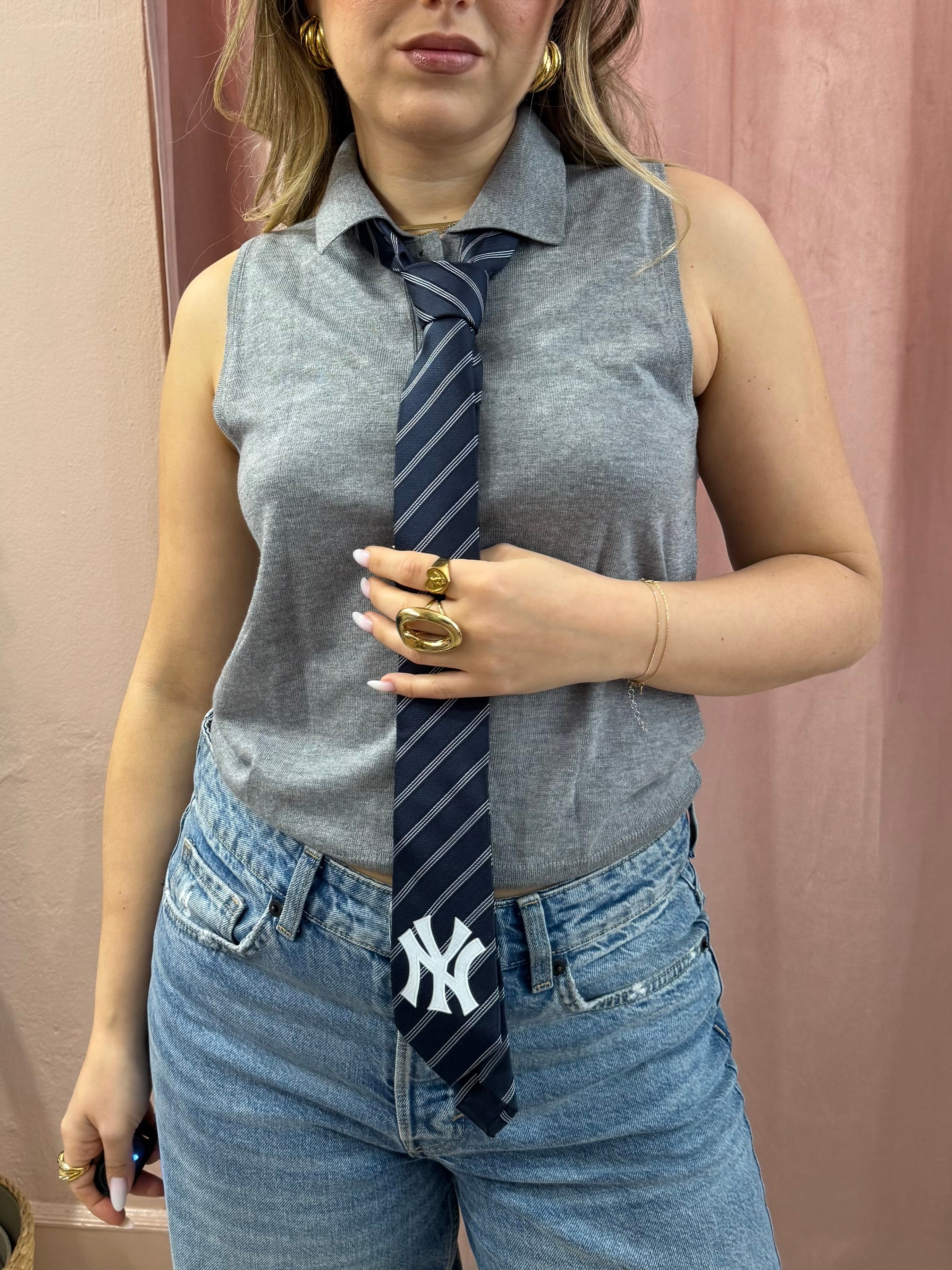 Cravatta New Yankees blu a righe