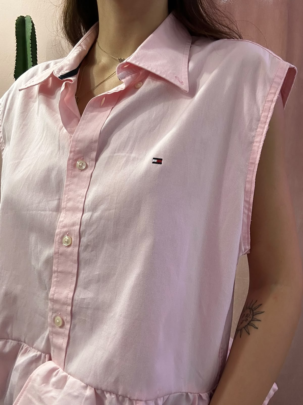 Camicia Tommy hilfiger upcycling volant rosa