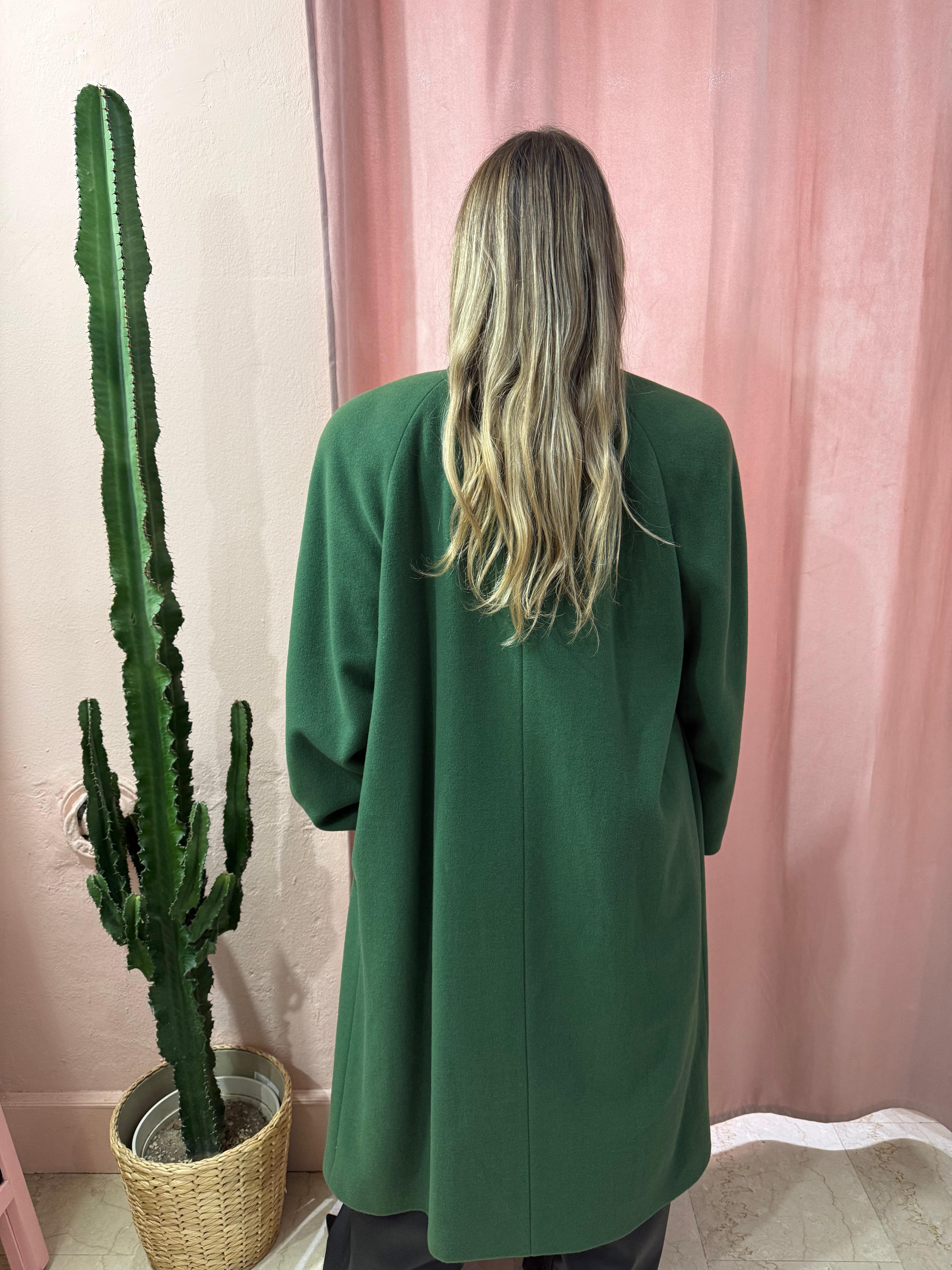 Maxi cappotto in lana verde