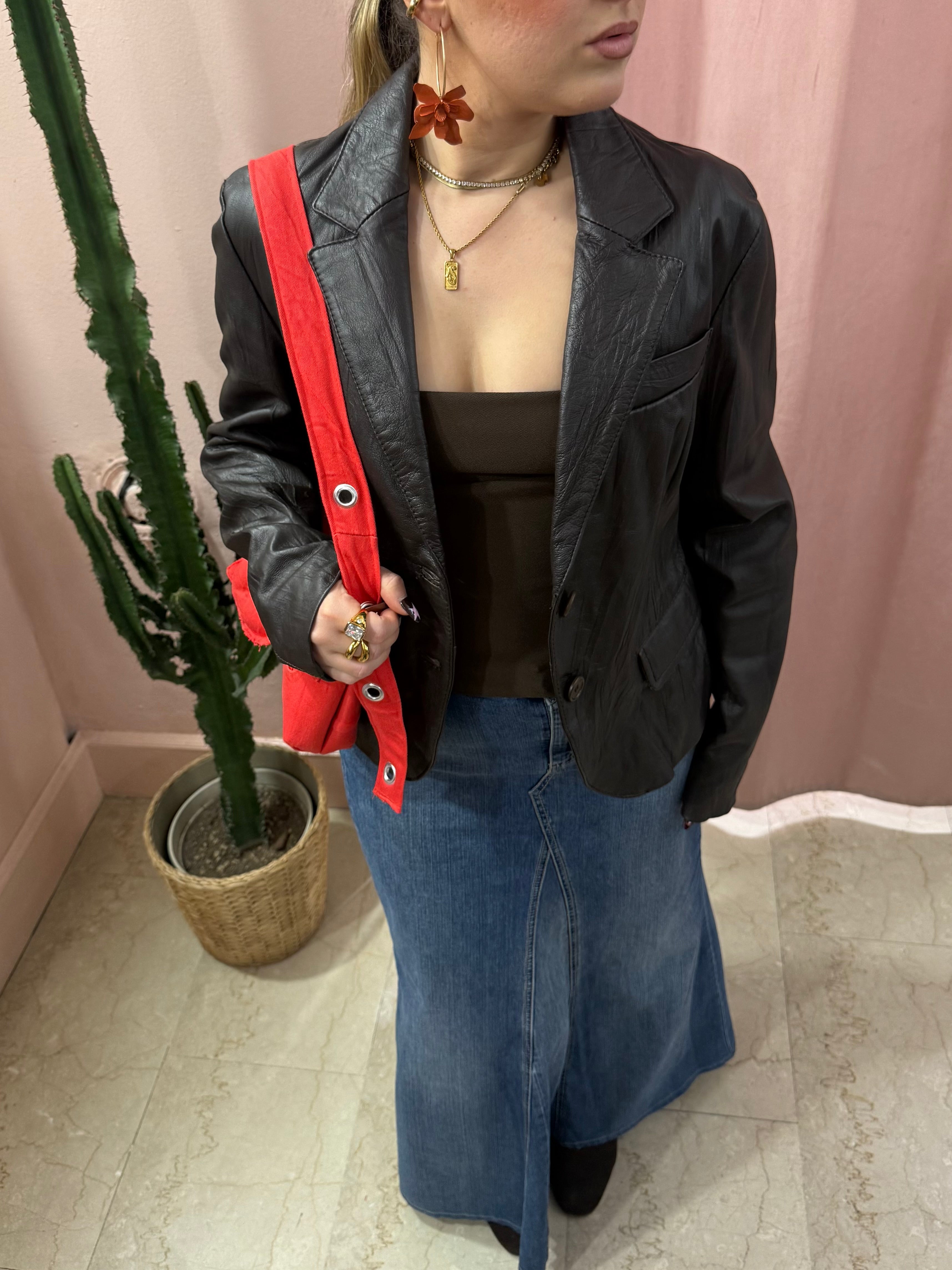 Blazer in pelle cioccolato