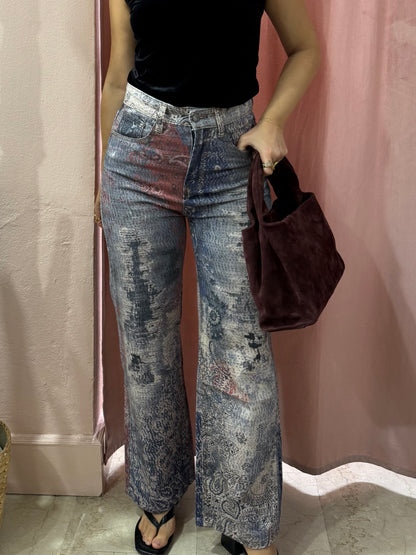 Pantalone wide leg stampa bandana