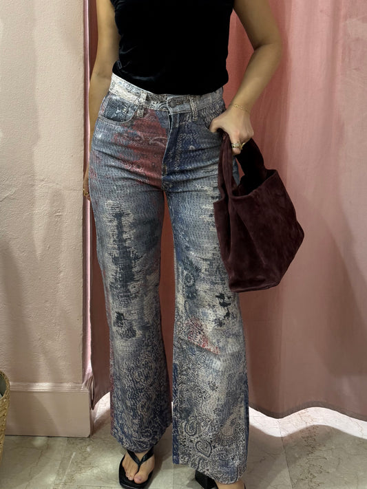 Pantalone wide leg stampa bandana