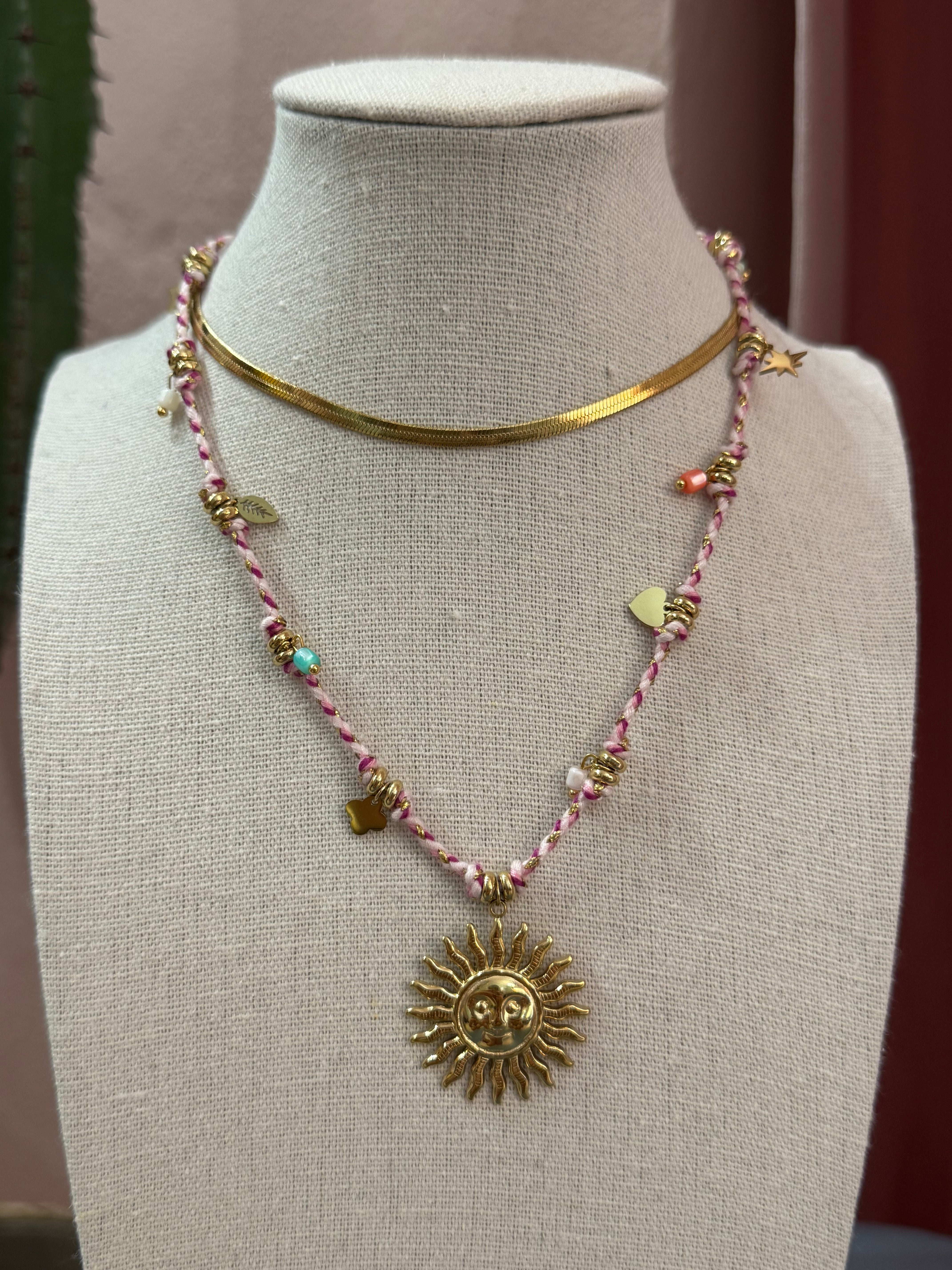 Collana con Sole in corda più colori
