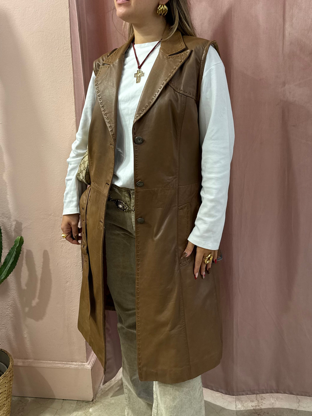 Smanicato in vera pelle biscotto